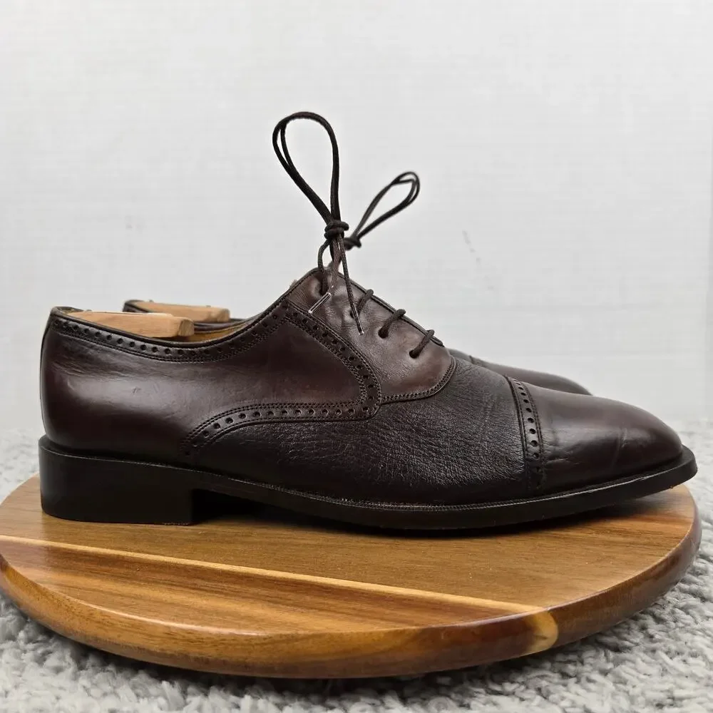 Mezlan Mens 10M Nicola Brown Leather Cap Toe Brogue Casual Oxford Dress Shoe